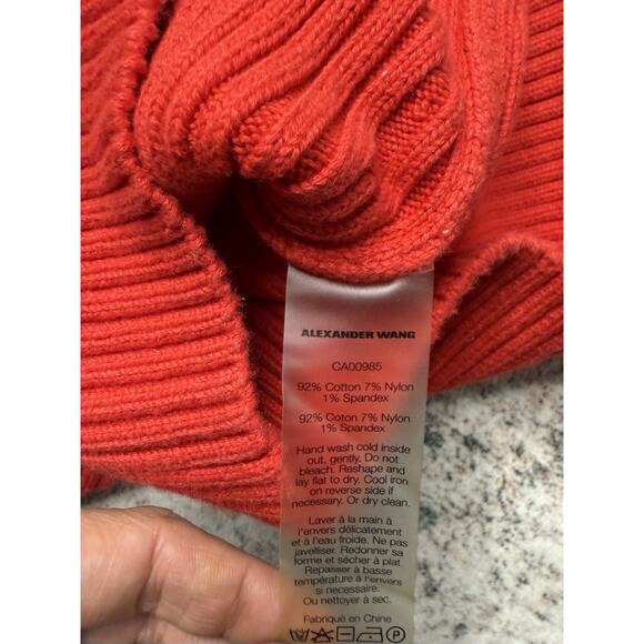 T by Alexander Wang Spring Red Ribbed Knit Zip Midi Pencil Skirt XS Sexy Holiday - Picture 6 of 8